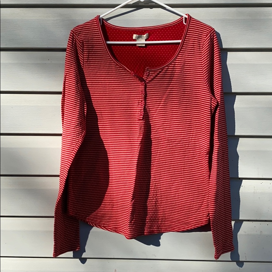 Lucky Brand Red Striped Crew Neck Long Sleeve Xl